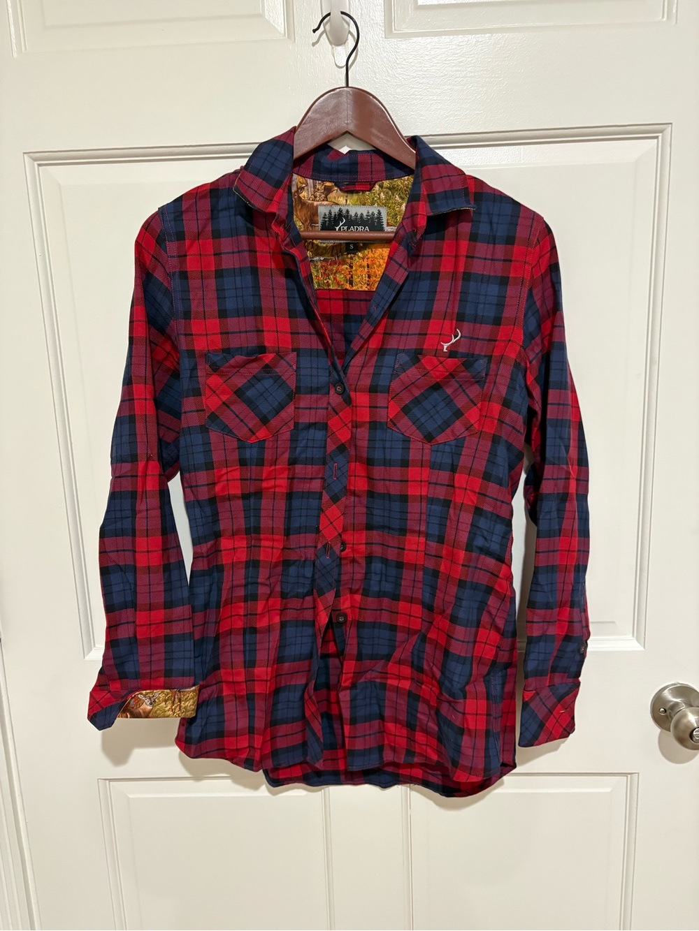 Women’s Pladra  Red & Navy Plaid Button-Down Shirt